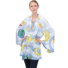 Science Fiction Outer Space Long Sleeve Velvet Kimono  by Salman4z