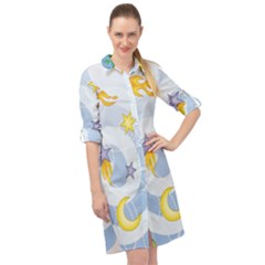 Science Fiction Outer Space Long Sleeve Mini Shirt Dress by Salman4z