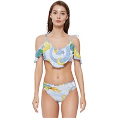 Science Fiction Outer Space Ruffle Edge Tie Up Bikini Set	 by Salman4z