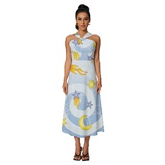 Science Fiction Outer Space Sleeveless Cross Front Cocktail Midi Chiffon Dress by Salman4z