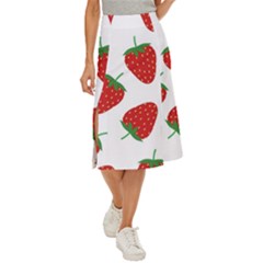 Seamless Pattern Fresh Strawberry Midi Panel Skirt by Salman4z