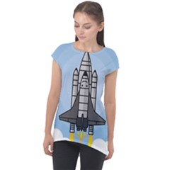 Rocket Shuttle Spaceship Science Cap Sleeve High Low Top by Salman4z