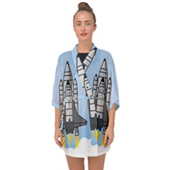 Rocket Shuttle Spaceship Science Half Sleeve Chiffon Kimono by Salman4z
