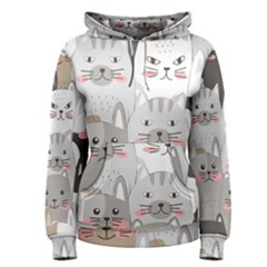 Cute Cats Seamless Pattern Women s Pullover Hoodie by Salman4z