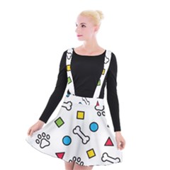 Dog Paw Seamless Pattern Footprint Bone Suspender Skater Skirt by Salman4z