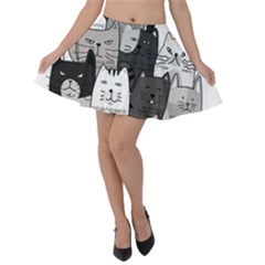 Cute Cat Hand Drawn Cartoon Style Velvet Skater Skirt by Salman4z