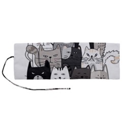 Cute Cat Hand Drawn Cartoon Style Roll Up Canvas Pencil Holder (m) by Salman4z
