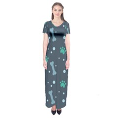 Bons Foot Prints Pattern Background Short Sleeve Maxi Dress by Salman4z