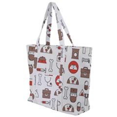 Vector Thin Line Art Vet Seamless Pattern Zip Up Canvas Bag by Salman4z