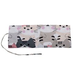 Cute Cat Couple Seamless Pattern Cartoon Roll Up Canvas Pencil Holder (s) by Salman4z