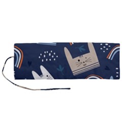 Colorful Cute Cat Seamless Pattern Roll Up Canvas Pencil Holder (m) by Salman4z