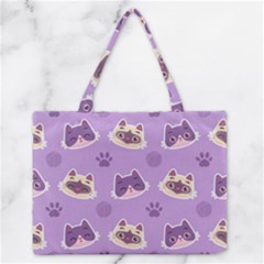 Cute Colorful Cat Kitten With Paw Yarn Ball Seamless Pattern Zipper Medium Tote Bag by Salman4z