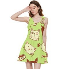 Cute Hand Drawn Cat Seamless Pattern Inside Out Racerback Dress by Salman4z