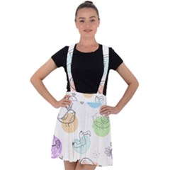 Cartoon Bird Cute Doodle Bird Velvet Suspender Skater Skirt by Salman4z