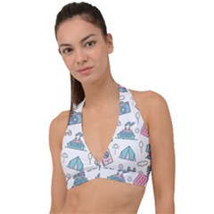 Transportation Seamless Pattern Halter Plunge Bikini Top by Salman4z