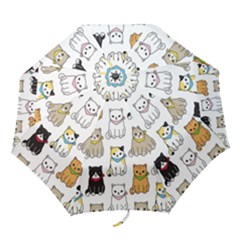 Cat Kitten Seamless Pattern Folding Umbrellas by Salman4z