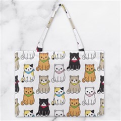 Cat Kitten Seamless Pattern Zipper Medium Tote Bag by Salman4z
