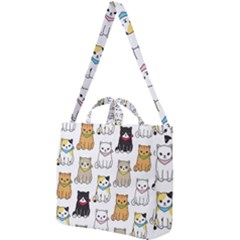 Cat Kitten Seamless Pattern Square Shoulder Tote Bag by Salman4z