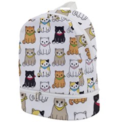 Cat Kitten Seamless Pattern Zip Bottom Backpack by Salman4z
