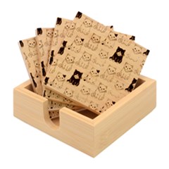 Cat Kitten Seamless Pattern Bamboo Coaster Set by Salman4z