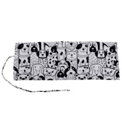 Seamless-pattern-with-black-white-doodle-dogs Roll Up Canvas Pencil Holder (s) by Salman4z