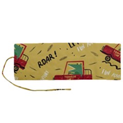 Childish-seamless-pattern-with-dino-driver Roll Up Canvas Pencil Holder (m) by Salman4z