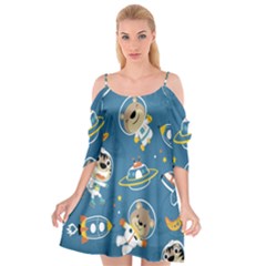 Seamless-pattern-funny-astronaut-outer-space-transportation Cutout Spaghetti Strap Chiffon Dress by Salman4z