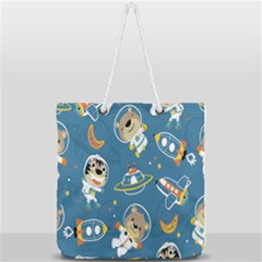 Seamless-pattern-funny-astronaut-outer-space-transportation Full Print Rope Handle Tote (large) by Salman4z