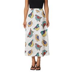 Seamless-pattern-with-hand-drawn-bird-black Classic Midi Chiffon Skirt by Salman4z