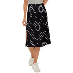 Coffee-background Midi Panel Skirt by Salman4z