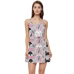 Big-set-with-cute-cartoon-animals-bear-panda-bunny-penguin-cat-fox Short Frill Dress by Salman4z