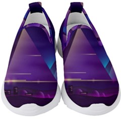 Egyptian-pyramids-night-landscape-cartoon Kids  Slip On Sneakers by Salman4z