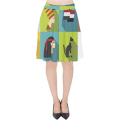Egypt-travel-items-icons-set-flat-style Velvet High Waist Skirt by Salman4z
