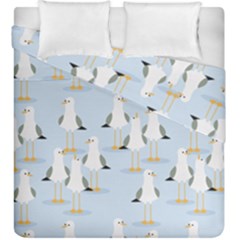 Cute-seagulls-seamless-pattern-light-blue-background Duvet Cover Double Side (king Size) by Salman4z
