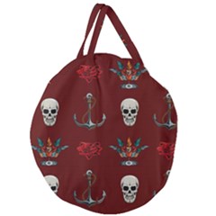 Tattoo-old-school-background-pattern Giant Round Zipper Tote by Salman4z