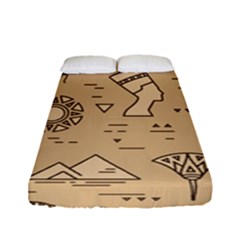 Egyptian-seamless-pattern-symbols-landmarks-signs-egypt Fitted Sheet (full/ Double Size) by Salman4z