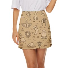 Egyptian-seamless-pattern-symbols-landmarks-signs-egypt Mini Front Wrap Skirt by Salman4z