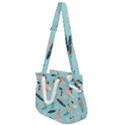 Beach-surfing-surfers-with-surfboards-surfer-rides-wave-summer-outdoors-surfboards-seamless-pattern- Rope Handles Shoulder Strap Bag View1