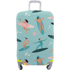 Beach-surfing-surfers-with-surfboards-surfer-rides-wave-summer-outdoors-surfboards-seamless-pattern- Luggage Cover (large) by Salman4z