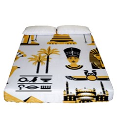 Egypt-symbols-decorative-icons-set Fitted Sheet (queen Size) by Salman4z