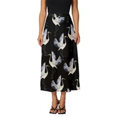 Crane Pattern Classic Midi Chiffon Skirt by Salman4z