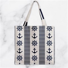 Nautical-seamless-pattern-vector-illustration Zipper Grocery Tote Bag by Salman4z