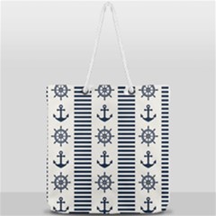 Nautical-seamless-pattern-vector-illustration Full Print Rope Handle Tote (large) by Salman4z