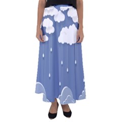 Clouds Rain Paper Raindrops Weather Sky Raining Flared Maxi Skirt by Ravend