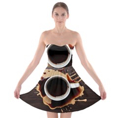 Coffee Cafe Espresso Drink Beverage Strapless Bra Top Dress by Ravend