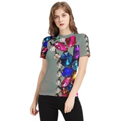 Colorful Diamonds Women s Short Sleeve Rash Guard by Sparkle