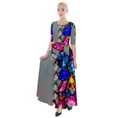 Colorful Diamonds Half Sleeves Maxi Dress by Sparkle