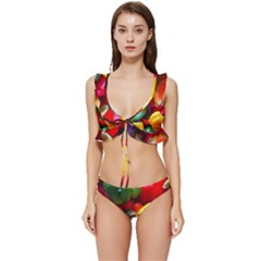 Colorful Capsicum Low Cut Ruffle Edge Bikini Set by Sparkle