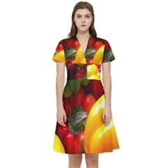 Colorful Capsicum Short Sleeve Waist Detail Dress by Sparkle