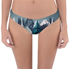 Forest Papercraft Trees Background Reversible Hipster Bikini Bottoms by Ravend